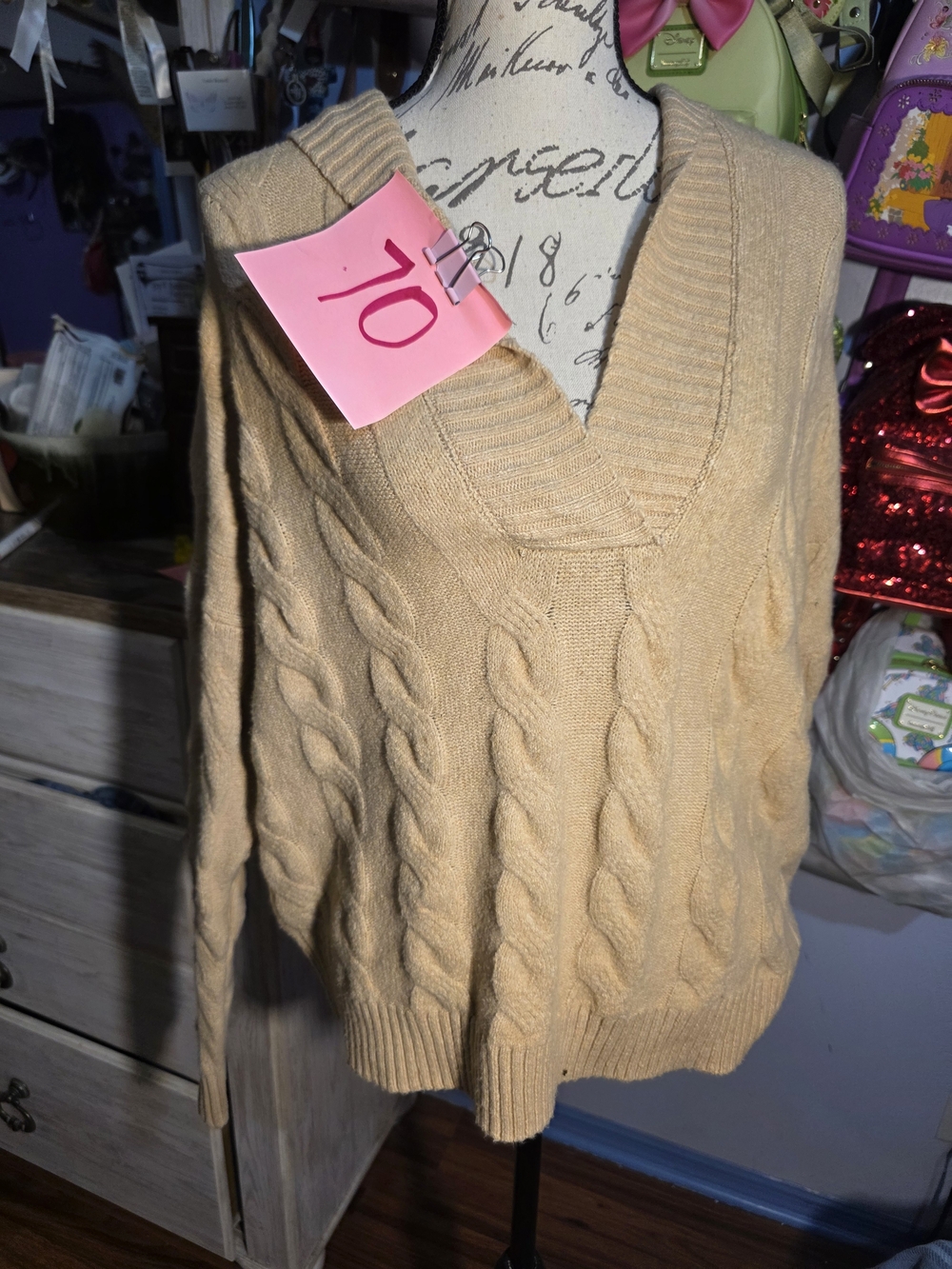 Hippie Rose Knit Sweater Hoodie Beige NWT Junior Size Xlarge